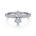 Alina - 14K White Gold Hidden Halo Marquise Shape Diamond Engagement Ring