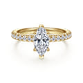 Alina - 14K Yellow Gold Hidden Halo Marquise Shape Diamond Engagement Ring