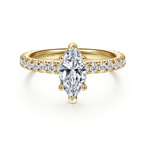 Alina - 14K Yellow Gold Hidden Halo Marquise Shape Diamond Engagement Ring