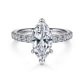 Alina - 14K White Gold Hidden Halo Marquise Halo Diamond Engagement Ring