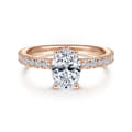 Alina - 14K Rose Gold Hidden Halo Oval Diamond Engagement Ring