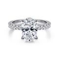 Alina - 14K White Gold Hidden Halo Oval Diamond Engagement Ring
