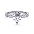 Alina - 14K White Gold Hidden Halo Pear Shape Diamond Engagement Ring