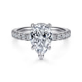 Alina - 14K White Gold Hidden Halo Pear Shape Diamond Engagement Ring