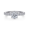 Alina - 14K White Gold Hidden Halo Round Diamond Engagement Ring