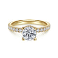 Alina - 14K Yellow Gold Hidden Halo Round Diamond Engagement Ring