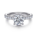 Alina - 14K White Gold Hidden Halo Round Diamond Engagement Ring