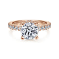 Alina - 14K Rose Gold Hidden Halo Round Diamond Engagement Ring