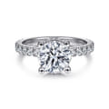 Alina - 14K White Gold Hidden Halo Round Diamond Engagement Ring