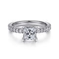 Alina - 14K White Gold Princess Hidden Halo Diamond Engagement Ring