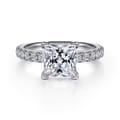 Alina - 14K White Gold Princess Hidden Halo Diamond Engagement Ring