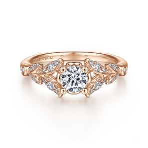 Bryce - Vintage Inspired 14K Rose Gold Split Shank Round Diamond Engagement Ring