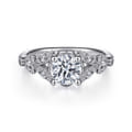 Bryce - Vintage Inspired 14K White Gold Split Shank Round Diamond Engagement Ring