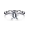 Ali - 14K White Gold Emerald Cut Diamond Engagement Ring