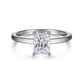 Ali - 14K White Gold Rectangular Radiant Cut Diamond Engagement Ring