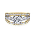Noble - 14K White-Yellow Gold Round Split Shank Diamond Engagement Ring