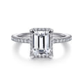 Hart - 14K White Gold Hidden Halo Emerald Cut Diamond Engagement Ring