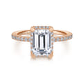 Hart - 14K Rose Gold Hidden Halo Emerald Cut Diamond Engagement Ring