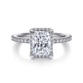 Hart - 14K White Gold Hidden Halo Rectangular Radiant Cut Diamond Engagement Ring