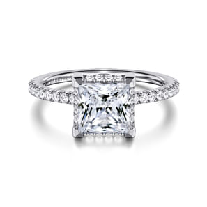 Hart - 14K White Gold Princess Hidden Halo Diamond Engagement Ring