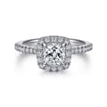 Idina - 14K White Gold Cushion Halo Diamond Engagement Ring