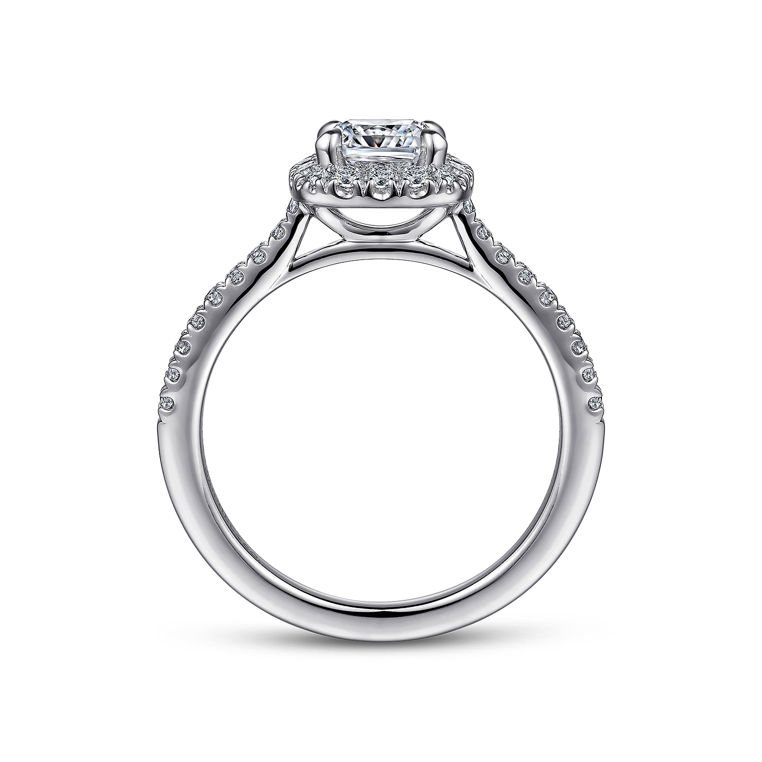 Cushion Halo Diamond Engagement Ring in 14K White Gold, photograph 2