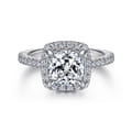 Idina - 14K White Gold Cushion Halo Diamond Engagement Ring