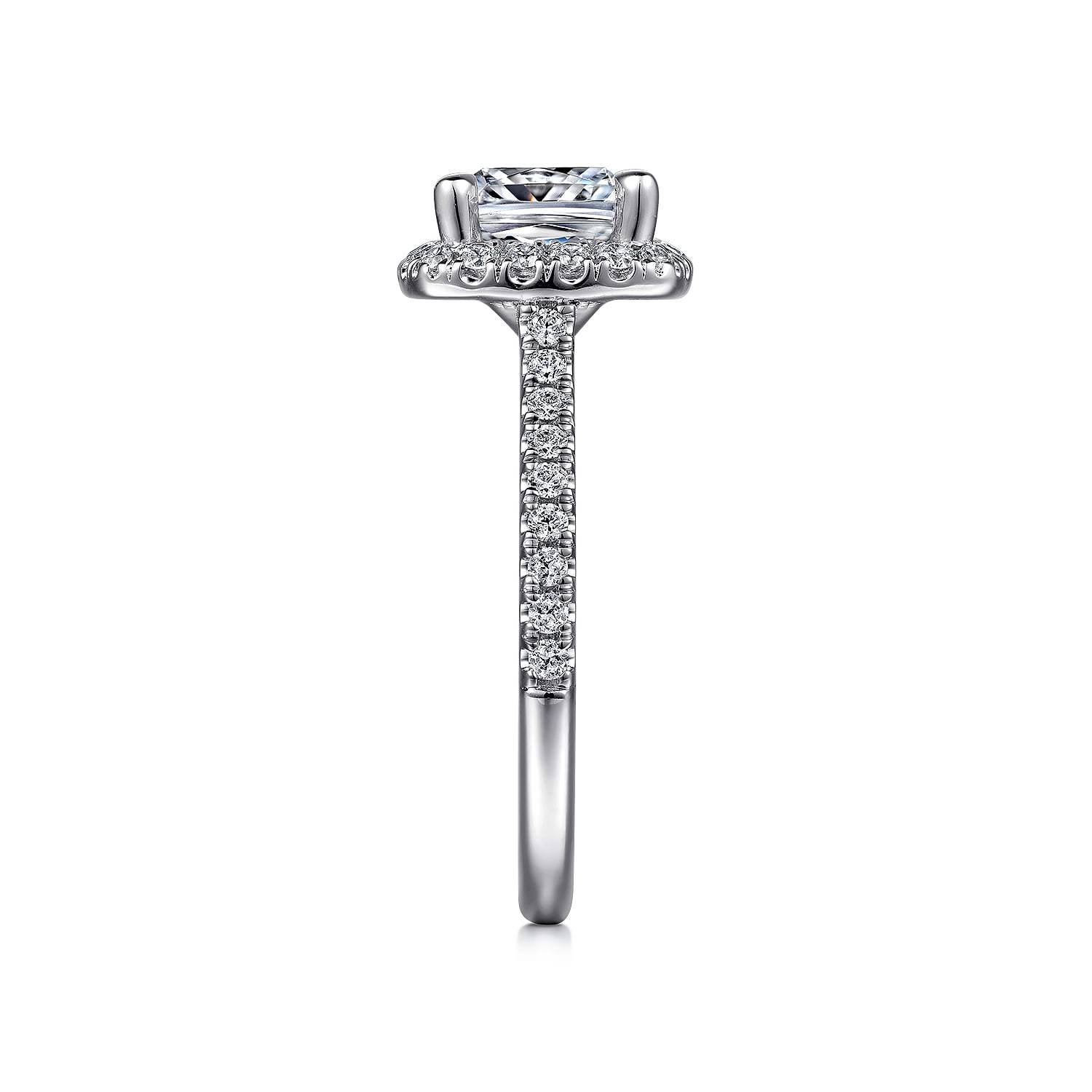 Cushion Halo Diamond Engagement Ring in 14K White Gold, photograph 5