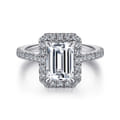 Idina - 14K White Gold Halo Emerald Cut Diamond Engagement Ring