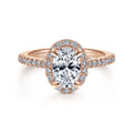 Idina - 14K Rose Gold Oval Halo Diamond Engagement Ring
