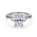 Athenee - 14K White Gold Oval Three Stone Diamond Engagement Ring