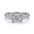 Sanaa - 14K White Gold Cushion Cut 3 Stone Diamond Engagement Ring