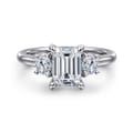 Sanaa - 14K White Gold Emerald Cut 3 Stone Diamond Engagement Ring