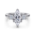 Sanaa - 14K White Gold Marquise Shape 3 Stone Diamond Engagement Ring