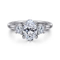 Sanaa - 14K White Gold Oval 3 Stone Diamond Engagement Ring