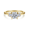 Sanaa - 14K Yellow Gold Round Three Stone Diamond Engagement Ring