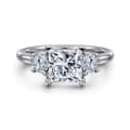 Sanaa - 14K White Gold Princess Cut 3 Stone Diamond Engagement Ring