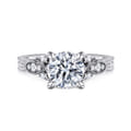 Solene - Vintage Inspired 14K White Gold Round Diamond Engagement Ring