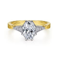 Sanna - Vintage Inspired 14K White-Yellow Gold Oval Diamond Engagement Ring