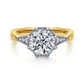 Sanna - Vintage Inspired 14K White-Yellow Gold Round Diamond Engagement Ring