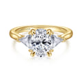 Maloney - 14K Yellow Gold Oval Three Stone Diamond Engagement Ring