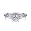 Sunday - 14K White Gold Cushion Cut 3 Stone Diamond Engagement Ring