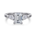 Sunday - 14K White Gold Emerald Cut 3 Stone Diamond Engagement Ring