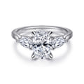 Sunday - 14K White Gold Oval Three Stone Diamond Engagement Ring