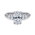 Sunday - 14K White Gold Oval 3 Stone Diamond Engagement Ring