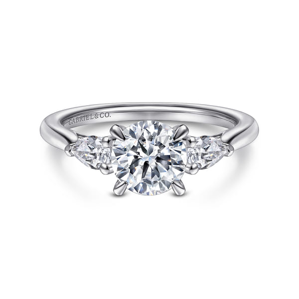 Platinum Round 3 Stone Diamond Engagement Ring