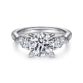 Sunday - 14K White Gold Round 3 Stone Diamond Engagement Ring
