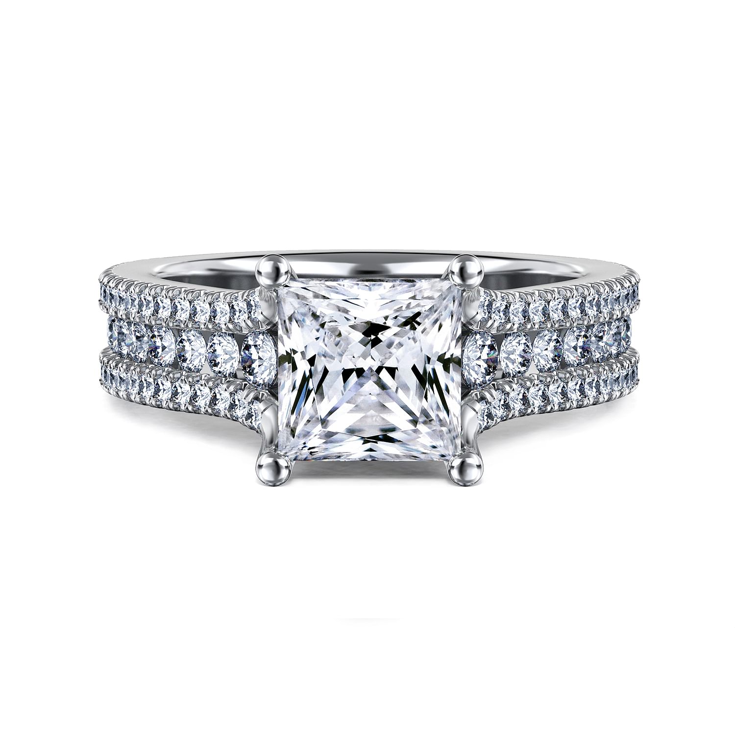 Triple Row Channel Set Band, 1.8 Ct Princess Cut Sapphire Ring, 14K White Gold Band, Looks Large And Beautiful Band, Anniversary Gift online Band