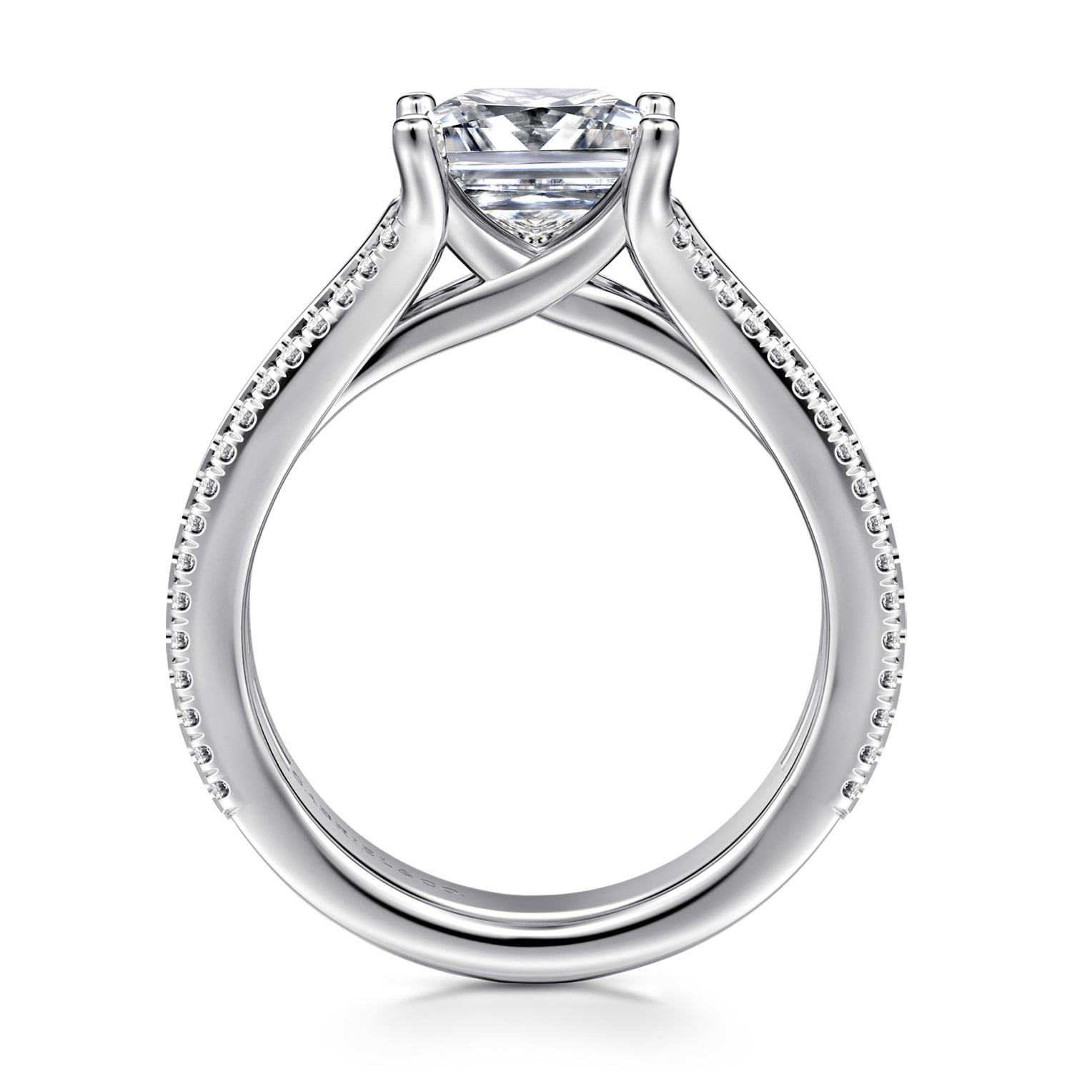 Princess Diamond Channel Set Engagement Ring in 14K White Gold, photograph 2