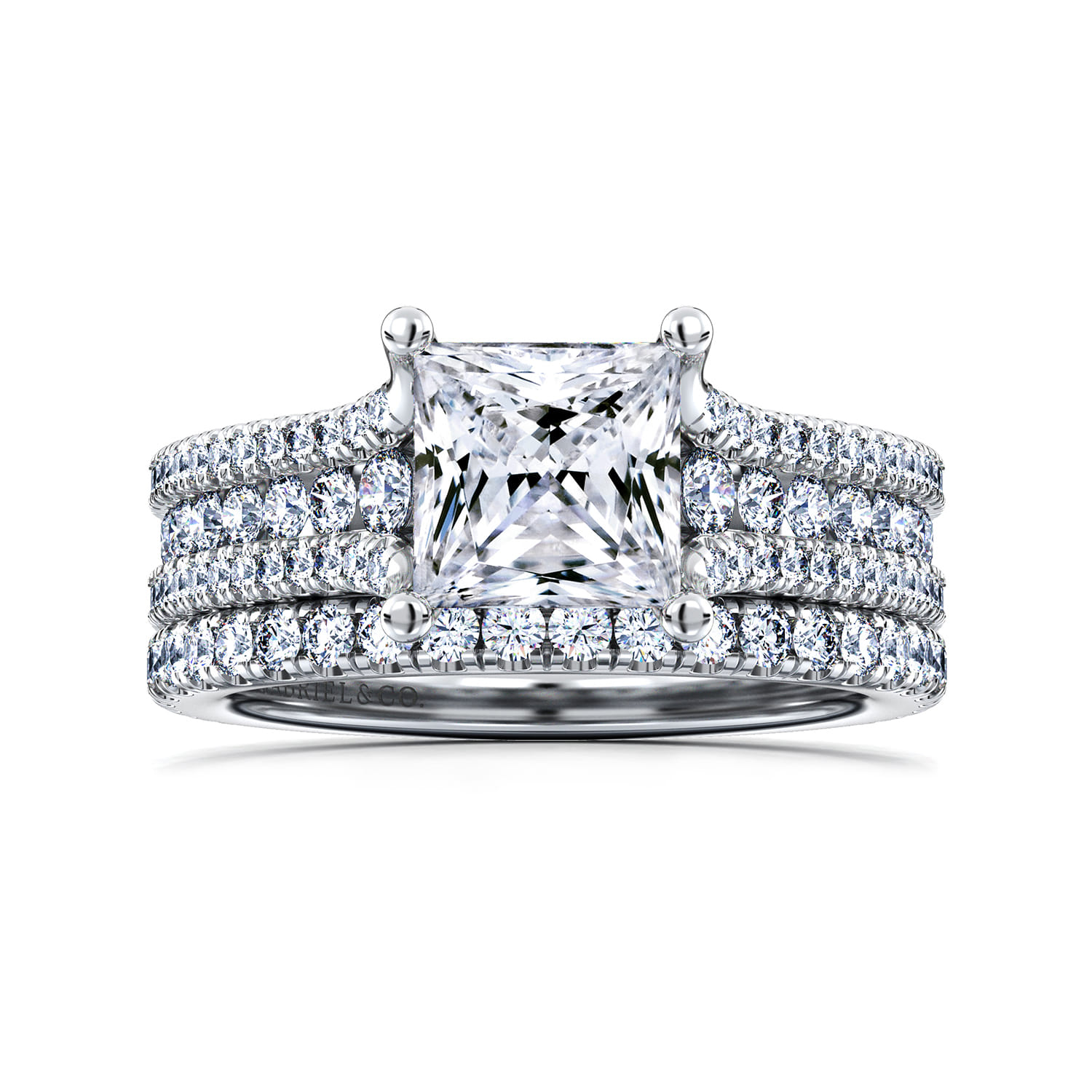 Princess Diamond Channel Set Engagement Ring in 14K White Gold, photograph 4